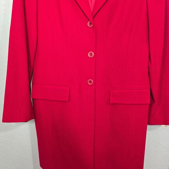 NORTON MCNAUGHTON Womens Sz 8 Red Vintage Button Blazer 100% Pure New Wool Lined - Picture 4 of 9